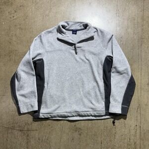 Gap Fleece Pullover Mens Large Gray 1/4 Zip Mock Neck Colorblock Warm Casual